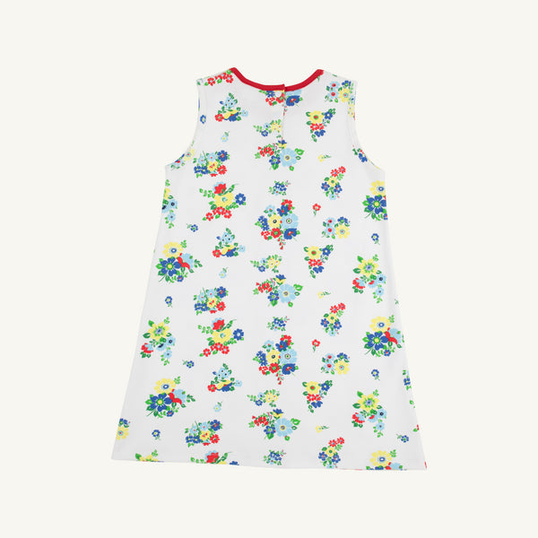 Daisy Dress - Biltmore Blooms (Buckhead Blue) with Richmond Red
