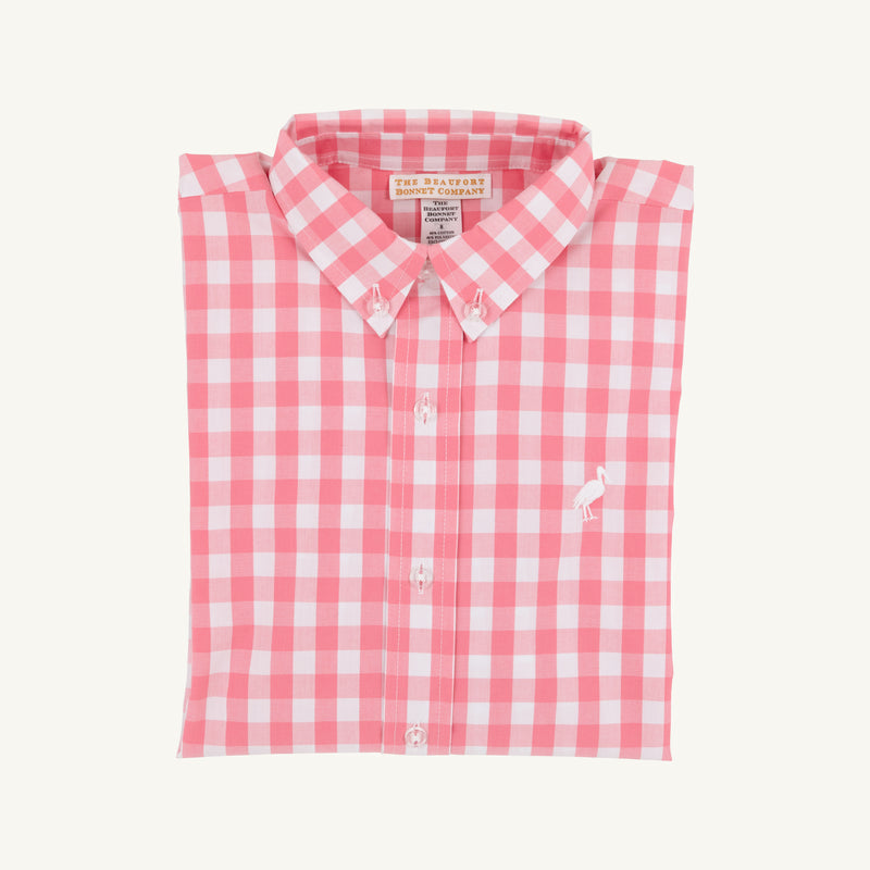 Dean's List Dress Shirt - Parrot Cay Coral Check with Worth Avenue White Stork