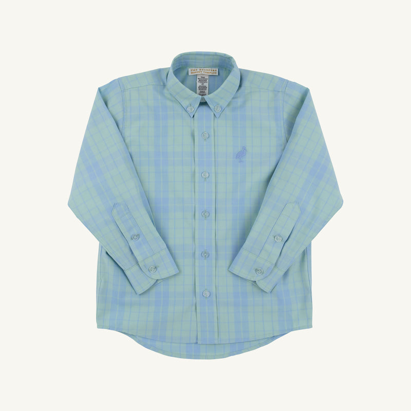Dean's List Dress Shirt - Audubon Park Plaid with Sarasota Sky Stork