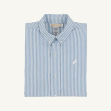 Dean's List Dress Shirt - Barrington Blue Tally Ticking Stripe with Worth Avenue White