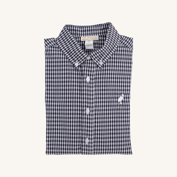 Dean's List Dress Shirt - Navy Grove Gingham with Worth Avenue White Stork
