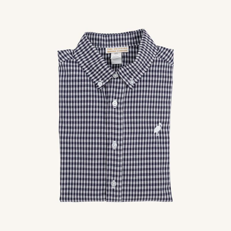 Dean's List Dress Shirt - Navy Grove Gingham with Worth Avenue White Stork