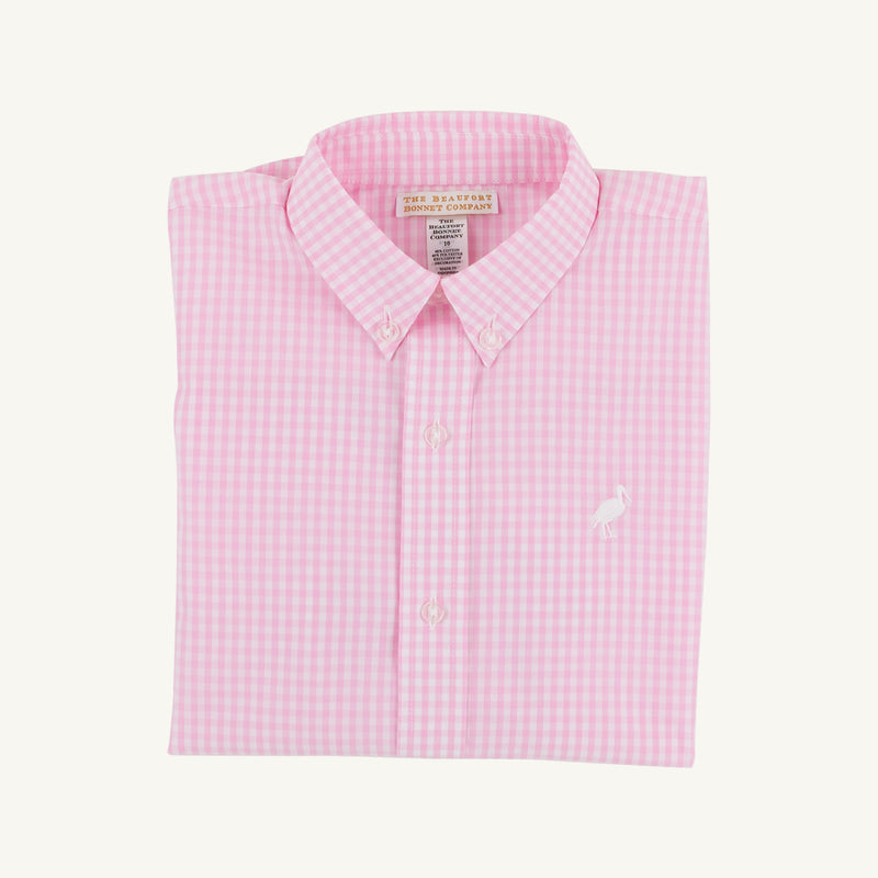 Dean's List Dress Shirt - Pink Greenbrier Gingham with Worth Avenue White Stork
