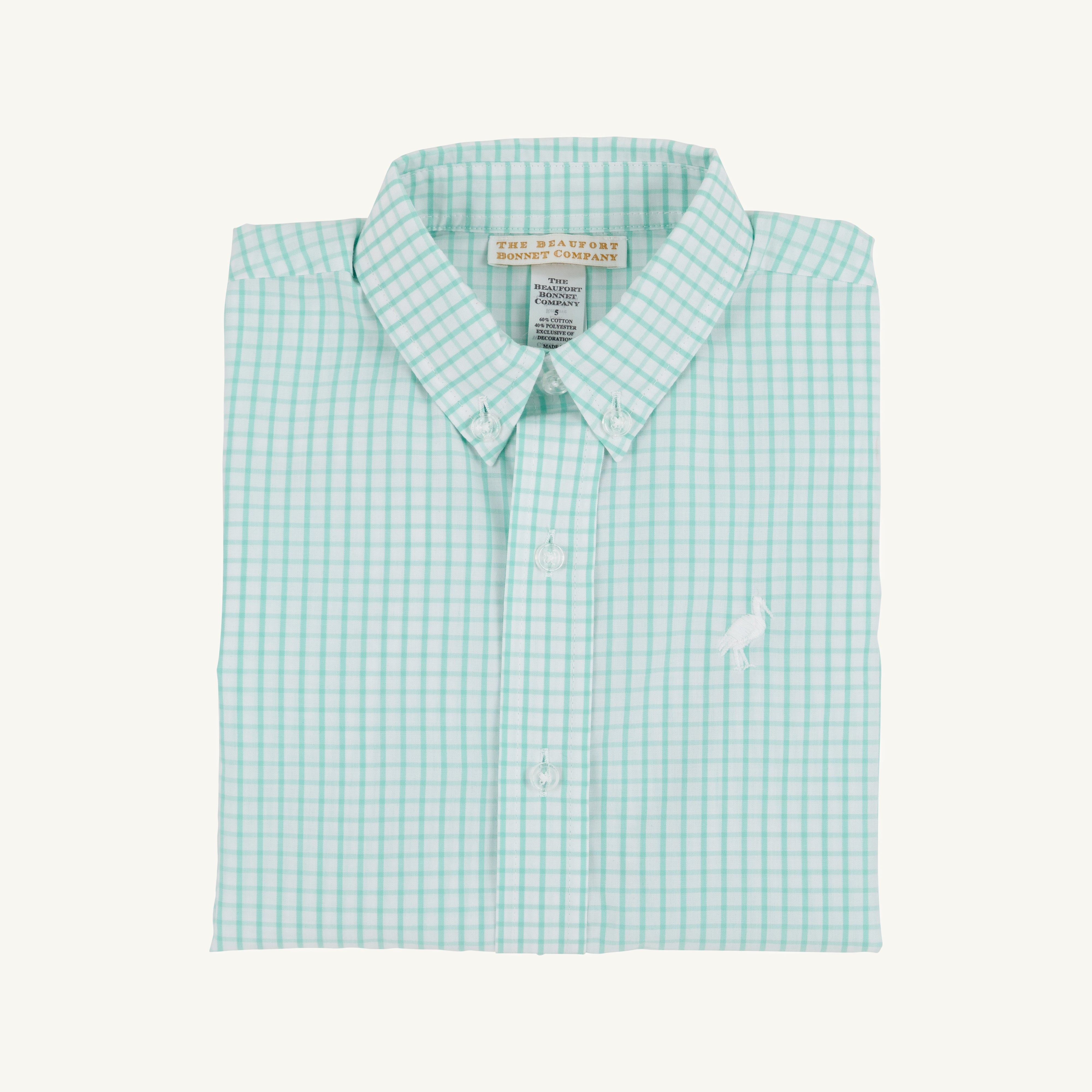Dean's List Dress Shirt - Turks Teal Windowpane with Worth Avenue White Stork