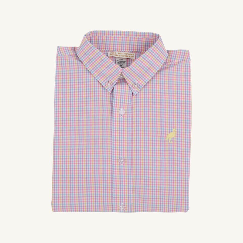 Dean's List Dress Shirt - Woodstock Park Plaid with Lake Worth Yellow Stork