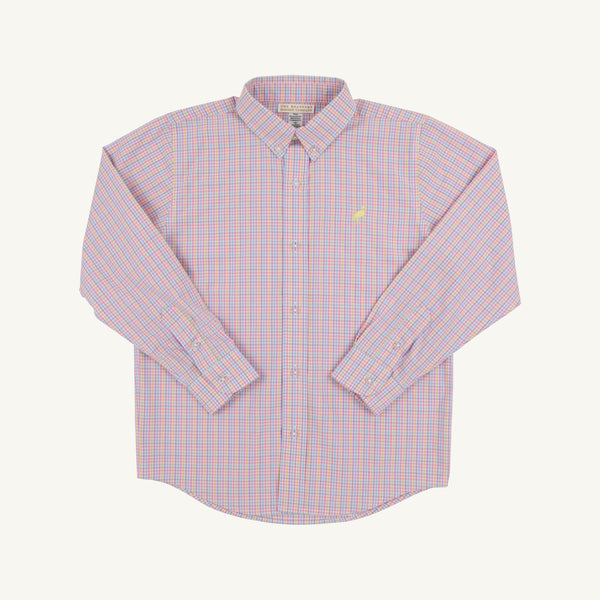 Dean's List Dress Shirt - Woodstock Park Plaid with Lake Worth Yellow Stork