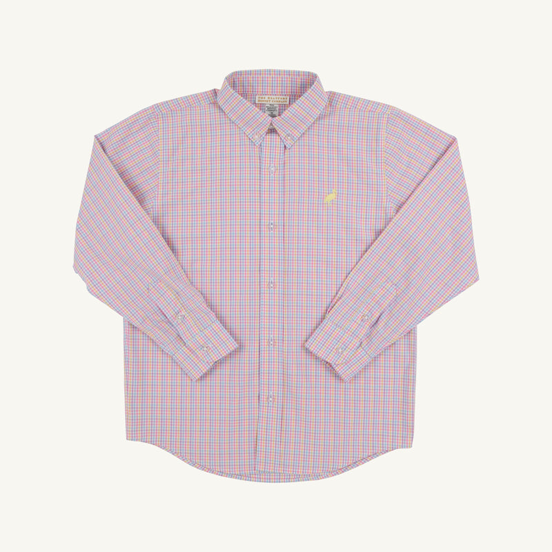 Dean's List Dress Shirt - Woodstock Park Plaid with Lake Worth Yellow Stork