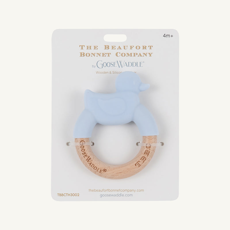 Duck Wooden & Silicone Teether - Buckhead Blue
