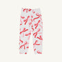 Gates Sweeney Sweatpants - Bonnie Scot Bows are cozy fleece-lined white sweatpants featuring an all-over print of red and pink scalloped ribbon bows and elastic cuffs.