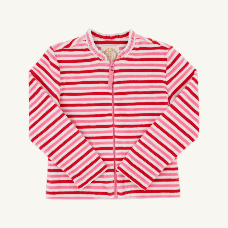 Georganna Jacket (Velour) - Richmond Red, Worth Avenue White, and Hamptons Hot Pink Stripe