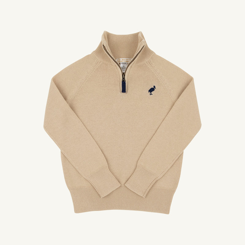 Hayden Half Zip Sweater - Keeneland Khaki with Nantucket Navy Stork
