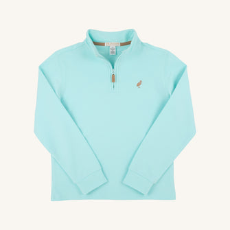 Embroidery result for: Hayword Half Zip - Edisto Egg Blue with Cape Elizabeth Camel Stork