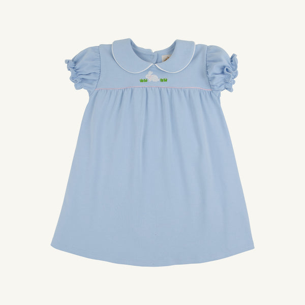 Holly Day Dress - Beale Street Blue with Bunny Applique Holly Day Dress - Beale Street Blue with Bunny Applique