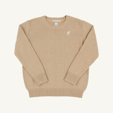Isaac's Sweater - Keeneland Khaki with Worth Avenue White Stork