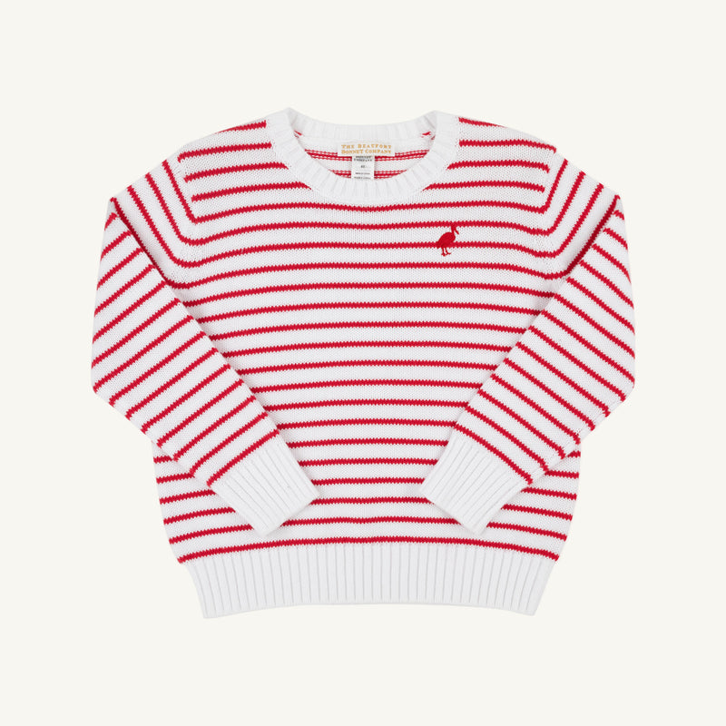 Isaac's Sweater - Richmond Red Stripe with Richmond Red Stork