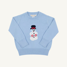 Isaac's Intarsia Sweater - Beale Street Blue with Snowman Intarsia