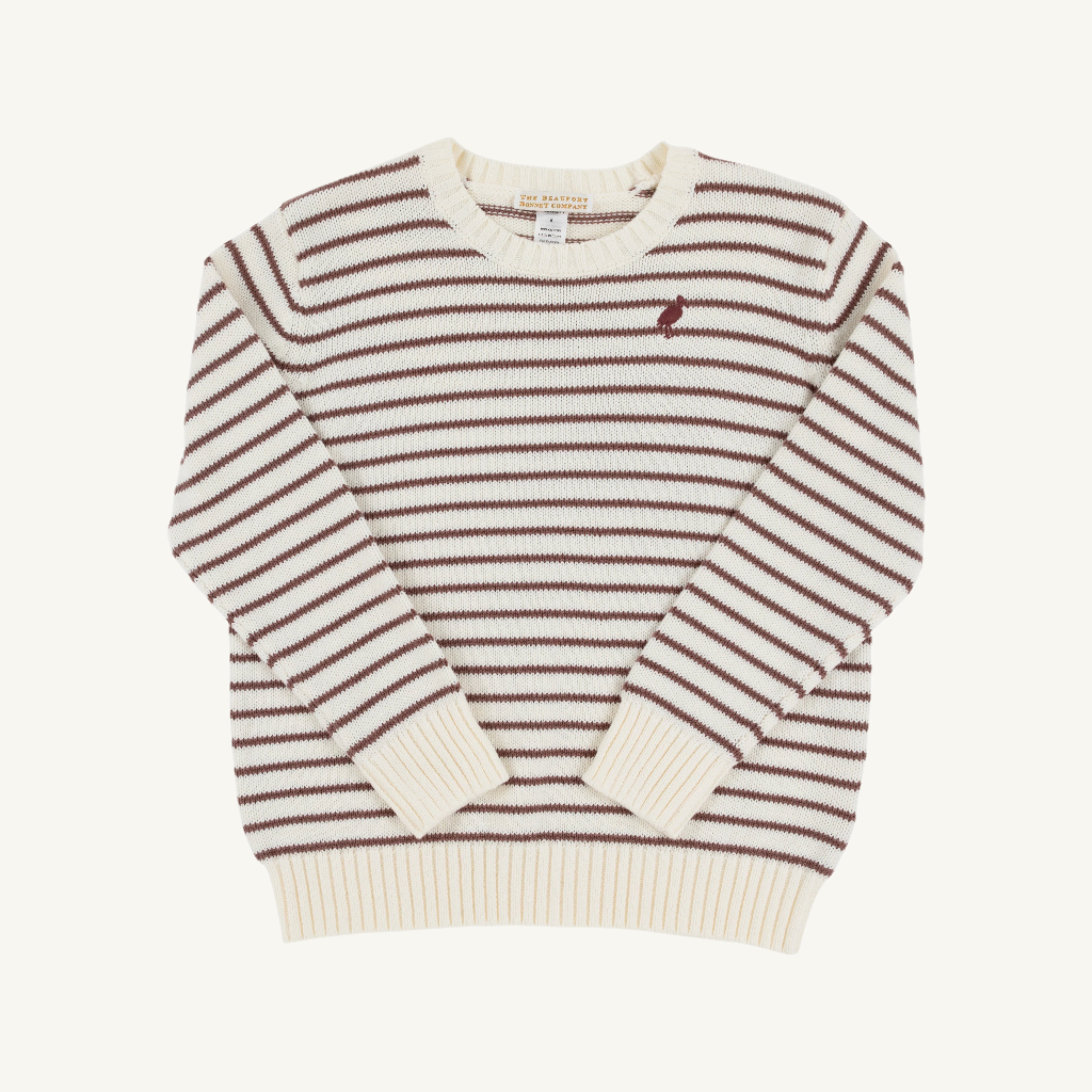 Isaac's Sweater - Palmetto Pearl & Gray Bay Brown Stripe with Gray Bay Brown Stork