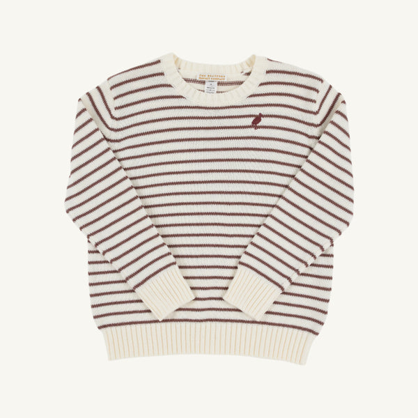 Isaac's Sweater - Palmetto Pearl & Gray Bay Brown Stripe with Gray Bay Brown Stork