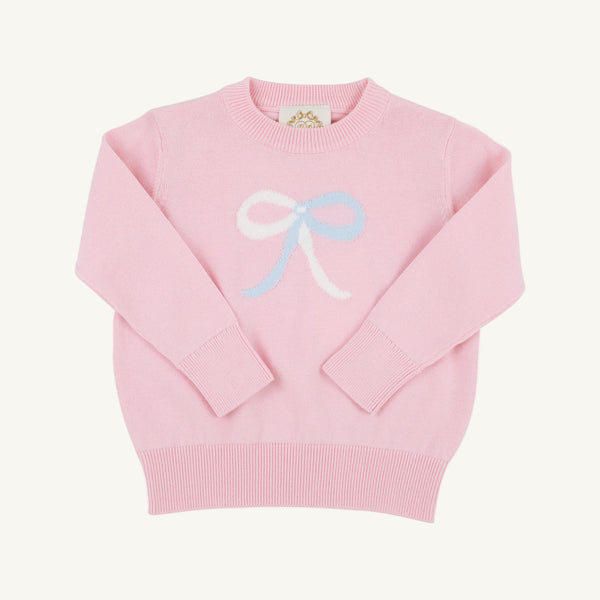 Isabelle's Intarsia Sweater - Palm Beach Pink with Worth Avenue White & Beale Street Blue Bow