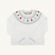 Isabelle's Fair Isle Sweater - Palmetto Pearl with Trees