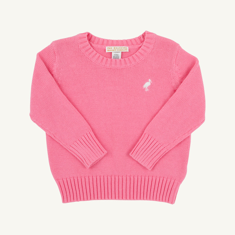 Isabelle's Sweater - Hamptons Hot Pink with Worth Avenue White Stork