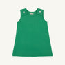 The Beaufort Bonnet Company’s Juliet Jumper in Kiawah Kelly Green (Quilted) features a sleeveless design with a diamond-patterned texture and two large white shoulder buttons, shown against a plain light background.
