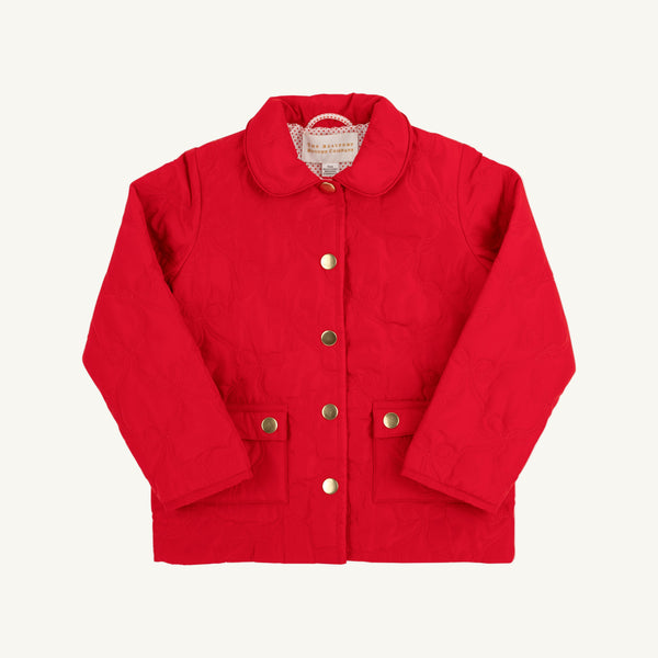 Kendall Quilted Coat - Richmond Red Bows with Richmond Red Micro Dot