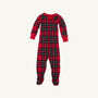 Knox’s Night Night - Society Prep Plaid infant footed pajamas in a red, green, and blue Christmas plaid pattern with red trim and a front zipper.