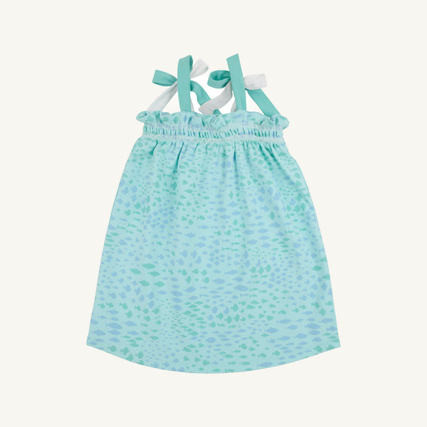 fish dress Adult Summer School Rainbows of Sleeveless with Pockets 20-22 Easy Care Instructions Green Fish Scales Mermaids Women's