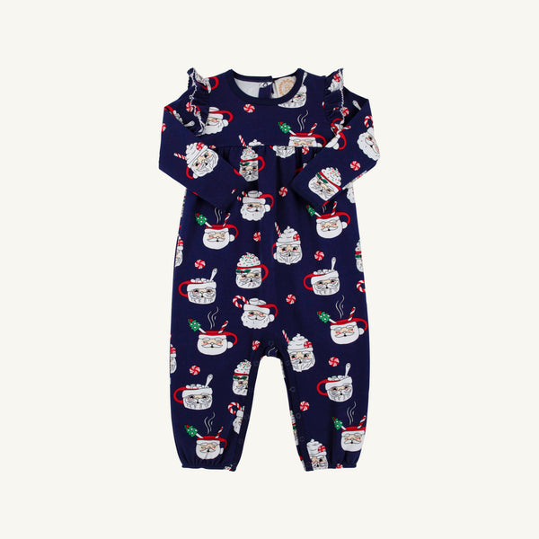 Leigh Ann Angel Sleeve Romper - Keeping Spirits Bright (Nantucket Navy)