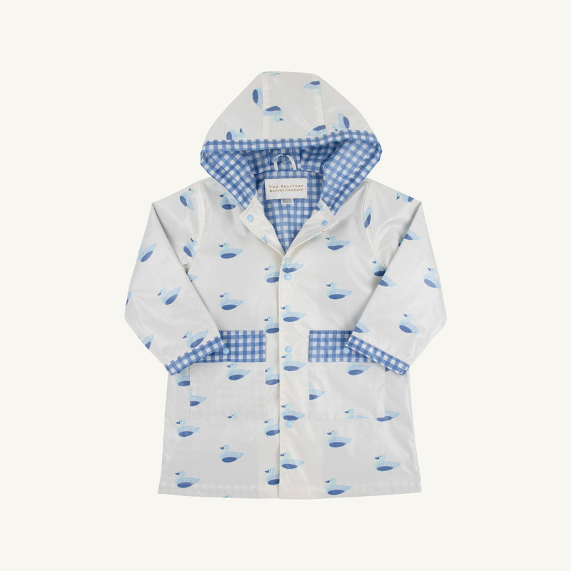 Liquid Sunshine Slicker - Merrimack Quack Quacks with Park City Periwinkle Gingham