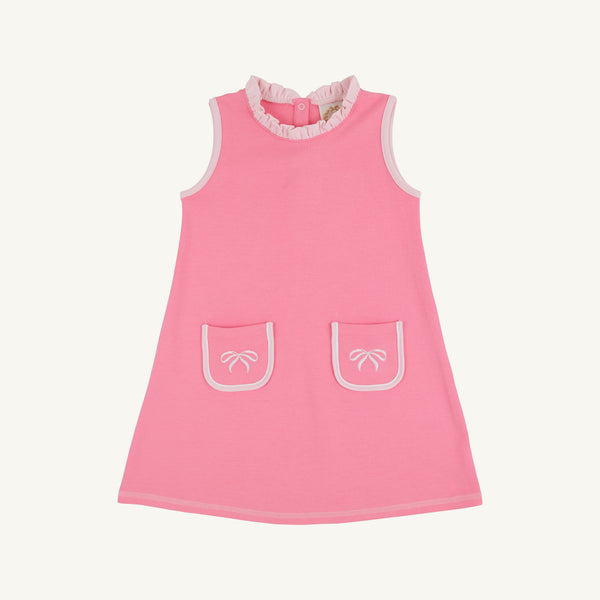 Lizzie's Luxe Leisure Dress - Romany Rose with Palm Beach Pink & Bow Applique