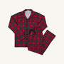 Lock’s Lounge Set - Society Prep Plaid with Nantucket Navy pajama set for men, featuring a red, green, and white long-sleeved button-down shirt with matching pants.
