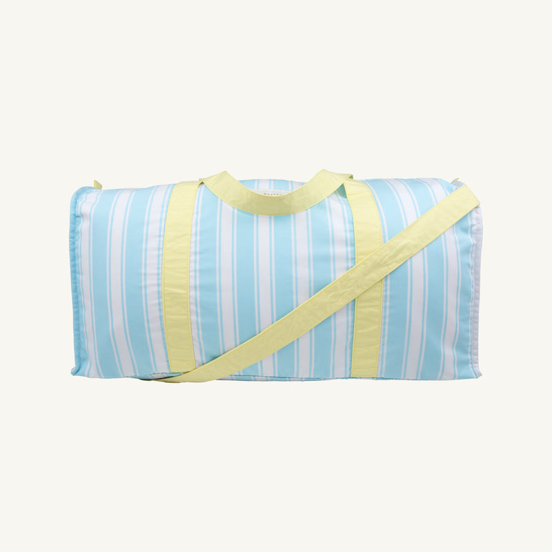 Logan's Long Weekend Bag - Belhaven Blue Ticking Stripe with Lake Worth Yellow