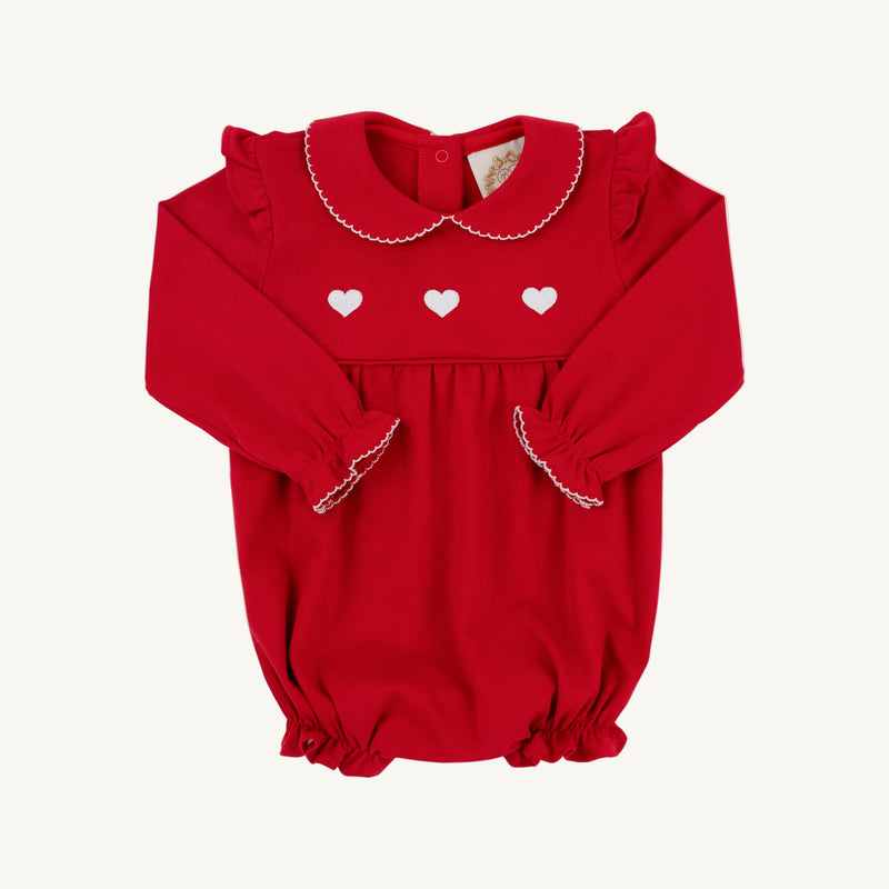 Long Sleeve Biltmore Bubble - Richmond Red with Worth Avenue White & Heart Embroidery