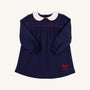 Long Sleeve Maerin Fitz Frock - Nantucket Navy with Worth Avenue White & Richmond Red Bow Applique