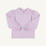 Maude's Peter Pan Collar Shirt & Onesie (Long Sleeve Flannel) - Barrington Blue and Hamptons Hot Pink Gingham