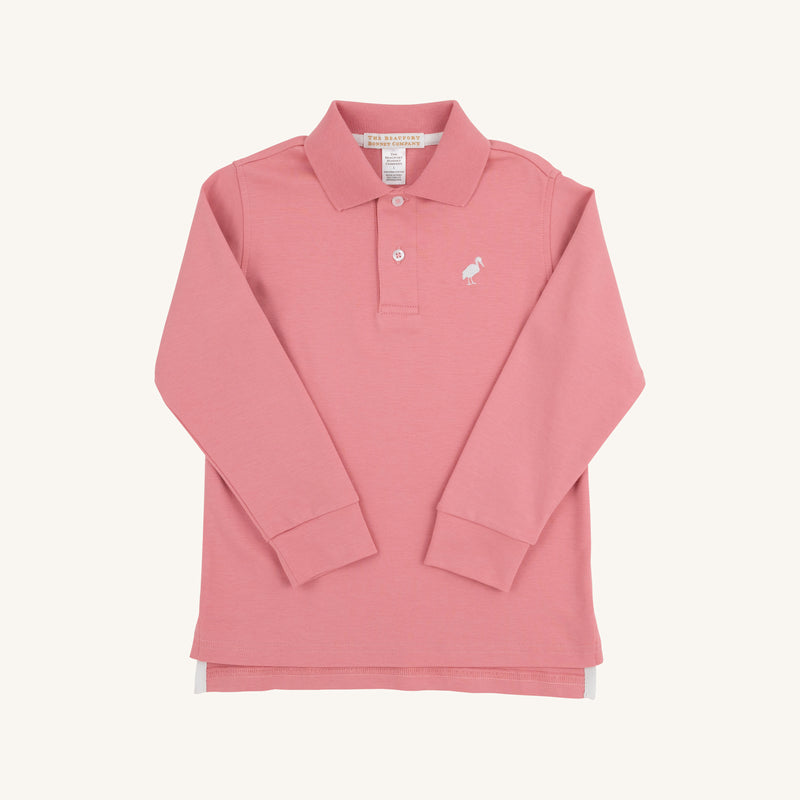 Long Sleeve Prim & Proper Polo & Onesie - Nantucket Red with Worth Avenue White