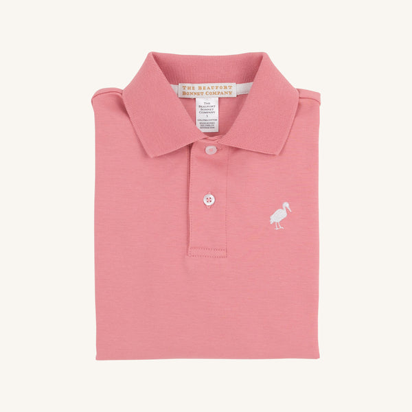 Long Sleeve Prim & Proper Polo & Onesie - Nantucket Red with Worth Avenue White