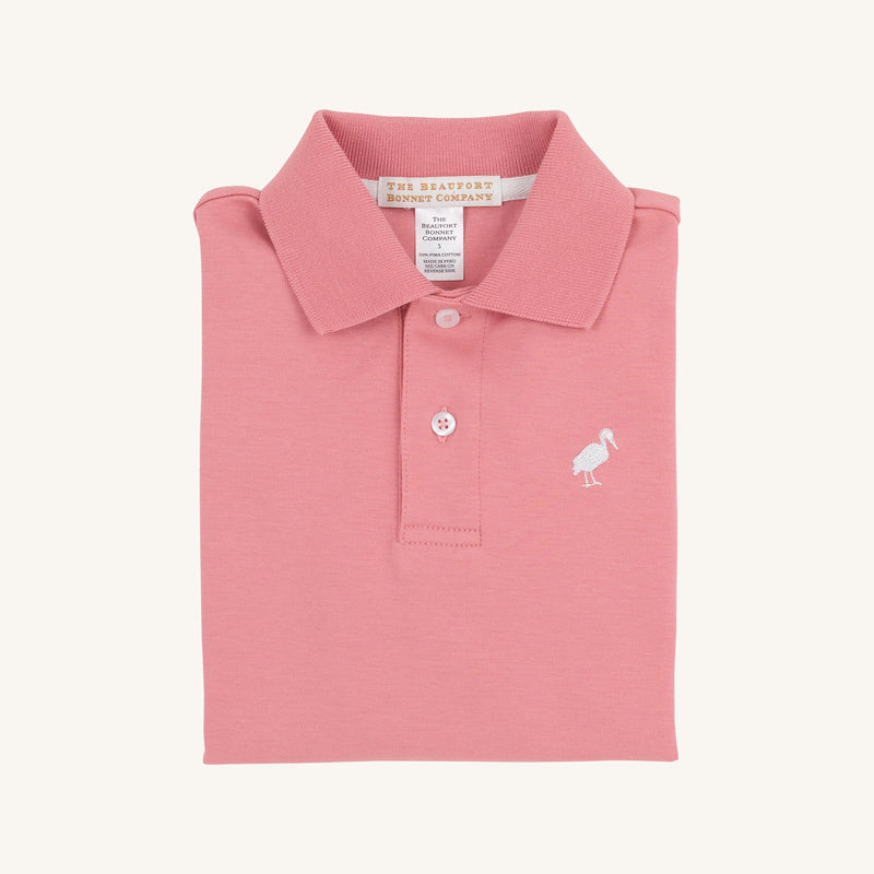 Long Sleeve Prim & Proper Polo & Onesie - Nantucket Red with Worth Avenue White