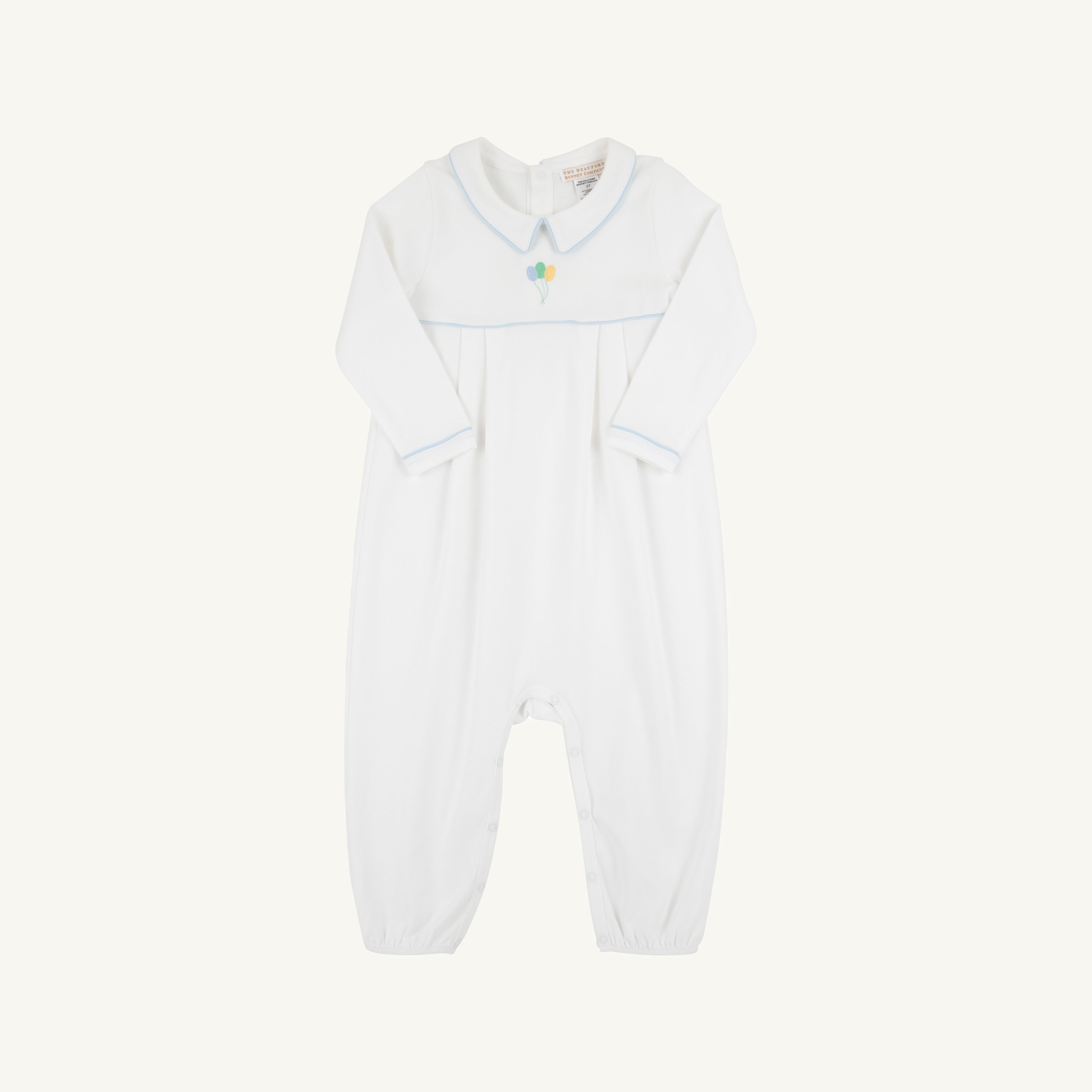 Long Sleeve Bradford Romper - Palmetto Pearl, Nantucket Navy, & Richmond Red with Quail Embroidery