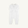 Long Sleeve Bradford Romper - Worth Avenue White and Buckhead Blue with Balloon Embroidery