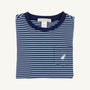Long Sleeve Carter Crewneck - Barrington Blue & Nantucket Navy Stripe with Worth Avenue White Stork
