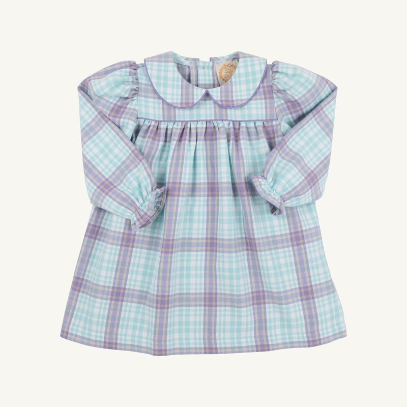 Long Sleeve Maerin Fritz Frock - Bridge Club Hustle Houndstooth (Edisto Egg Blue) with Palisades Purple