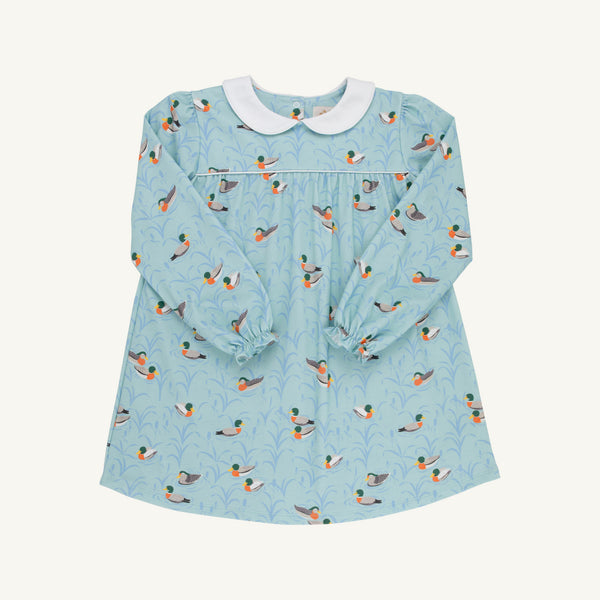 Long Sleeve Maerin Fitz Frock - Fine Weather For Ducks with Worth Avenue White