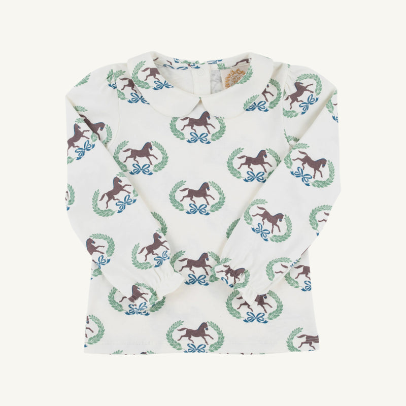 Maude's Peter Pan Collar Shirt (Long Sleeve Pima) - Highland Horses