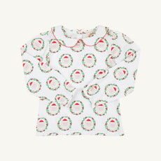 Long Sleeve Maude's Peter Pan Collar Shirt - North Pole Portrait with Richmond Red