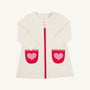 Long Sleeve Peggy Pocket Dress - Palmetto Pearl with Richmond Red & Hamptons Hot Pink Heart Pockets