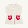 Long Sleeve Peggy Pocket Dress - Palmetto Pearl with Richmond Red & Hamptons Hot Pink Heart Pockets