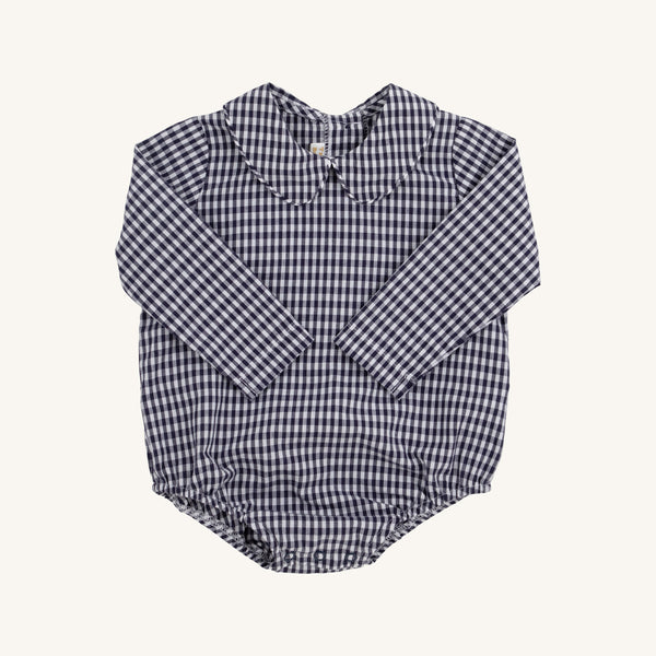 Peter Pan Collar Shirt & Onesie (Long Sleeve Woven) - Navy Grove Gingham